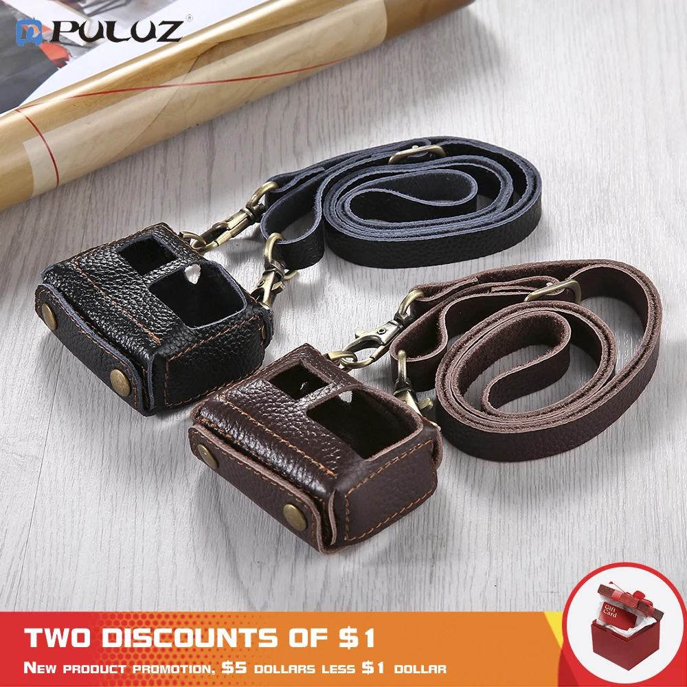 

PULUZ For Go Pro Hero 6/5 Case Protective Bag Genuine Leather Housing Cover Chest Strap Mount & Camera 52mm UV Lens