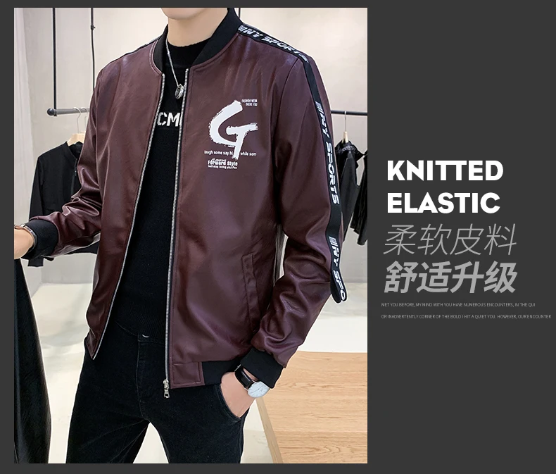 Autumn And Winter Leather Jacket Mens Large Size 5XL Pop Leather Jacket Men Stand Collar Slim Fashion Casual Leather Jacket Coat