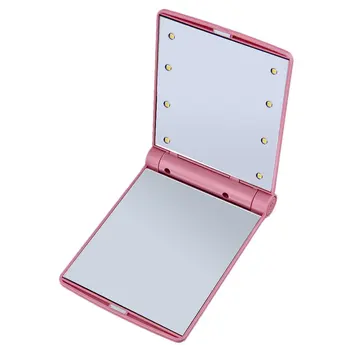 

Low Power Comsumption Portable Size 8 Led Lights Women Facial Makeup Cosmetic Mirror Desktop Foldable Mirror