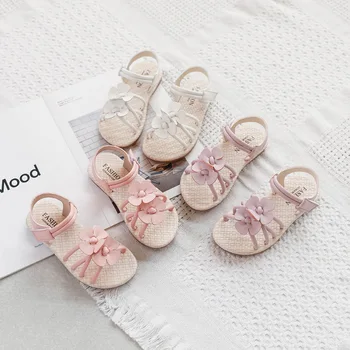 

2020 Summer Fashion Girl Sandals Slip-On Flower Sandals Princess Party Shoes for Dress Size 26-30 Girl Toddler Shoes