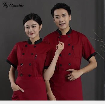 

quality Chef Jacket Short Sleeves Summer Chef Uniform Shirt Cook Costumes Restaurant Food Service Hotel Work Clothes Chef coat