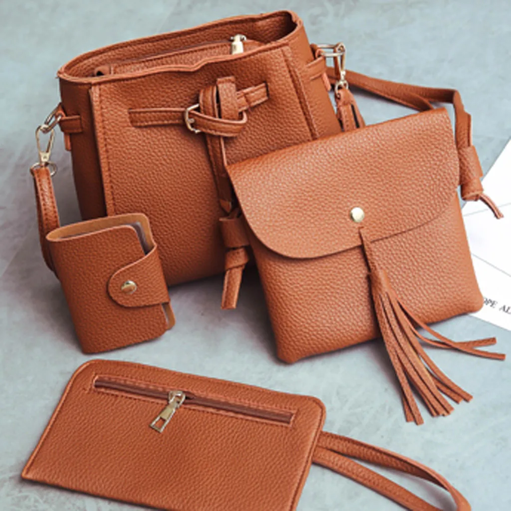 Кошелек женская сумка дешевые новые модные женские четыре комплект сумочки сумка-шоппер через плечо сумка кожаная сумка 9,6