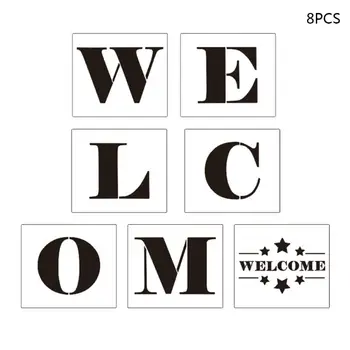 

8pcs/set Uppercase Letter Stencils Templates Signs DIY Painting for Restaurant Cafe Shop Hotel Reusable