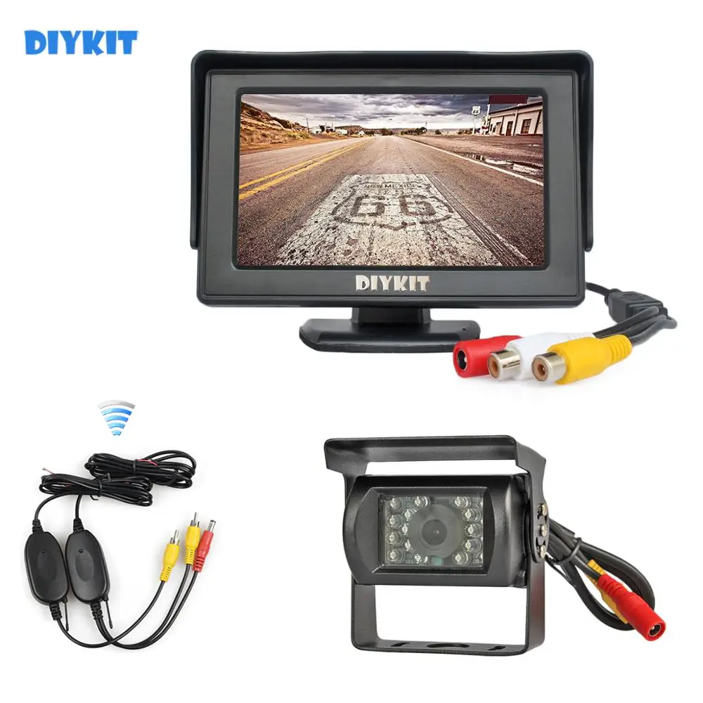 DIYKIT беспроводной 4 3 &quotАвтомобильный монитор + Водонепроницаемая резервная