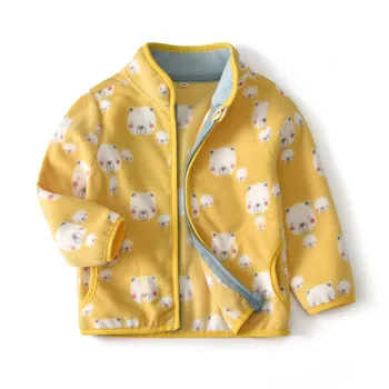 

Jumping Meters 2-8T Animals Bears Print Fleece Kids Jackets Coats Long Sleeve Children's Outwear Winter Spring Jackets