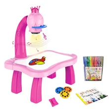 

Kids Projector Drawing Table Painting Board Desk Trace and Draw Projection Toy with Light and Music Learning Painting Machine