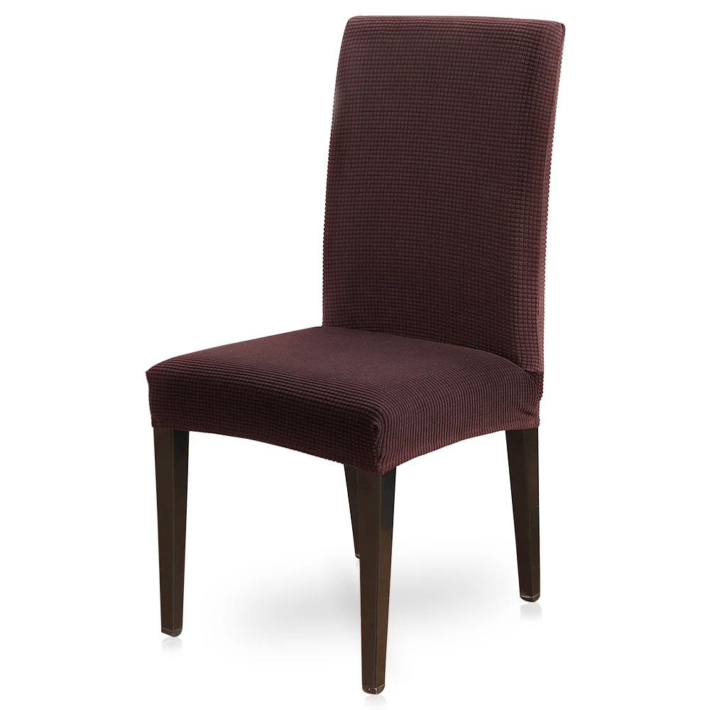 Стрейч спандекс сплошной цвет чехлы на стулья съемный чехол для мебели столовой гостиной вечерние свадебные толстые трикотажные чехлы на стулья - Цвет: Coffee