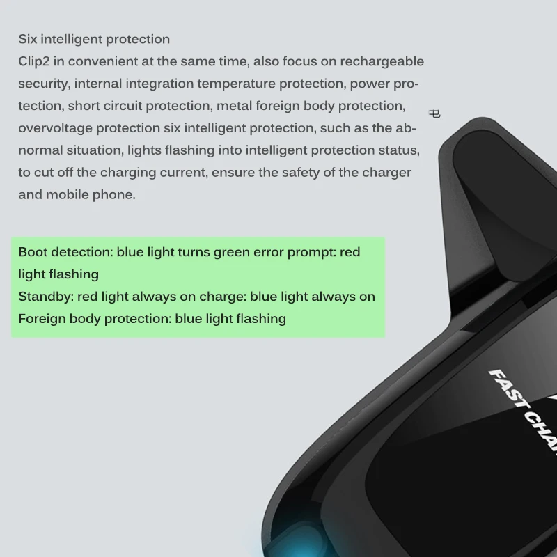 Vingtank автомобильное беспроводное зарядное устройство Держатель для быстрой зарядки Автомобильный держатель для телефона Универсальная 10 Вт Беспроводная зарядка с множественной защитой