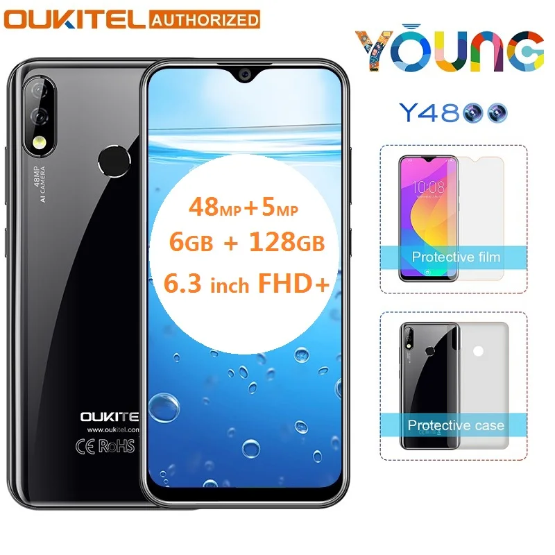 4G Смартфон OUKITEL Y4800 Helio P70 6 ГБ ОЗУ 128 Гб ПЗУ разблокировка отпечаток лица 48MP камера мобильный телефон