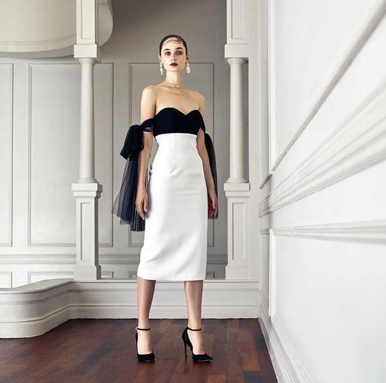 Ocstrade Sexy Off Shoulder Black and White Bandage Dress 2020 Women Summer Sheer Mesh Bandage Dress Bodycon Evening Party Dress