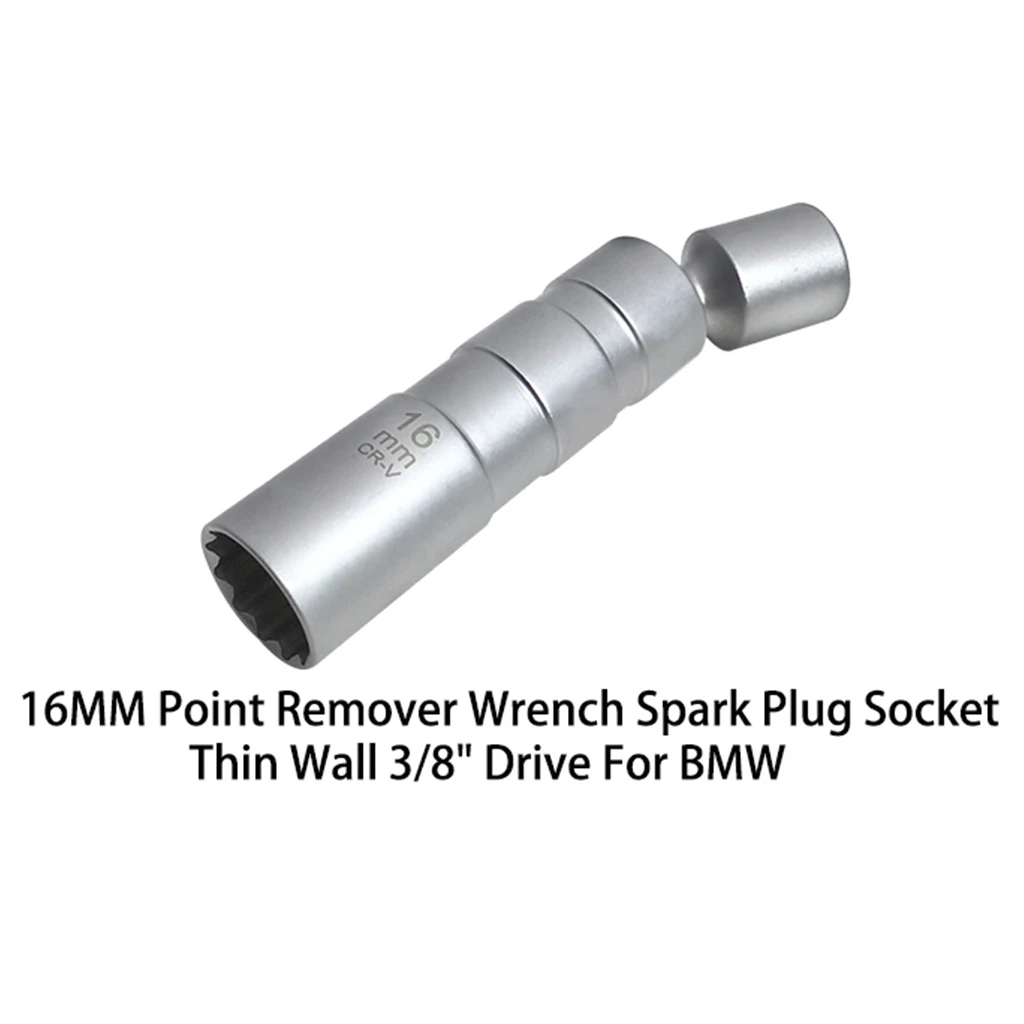 Universal 14+16mm Point Remover Wrench Magnetic Spark Plug Sleeve Socket Car Removal Tool 12 Angle Thin Wall 3/8