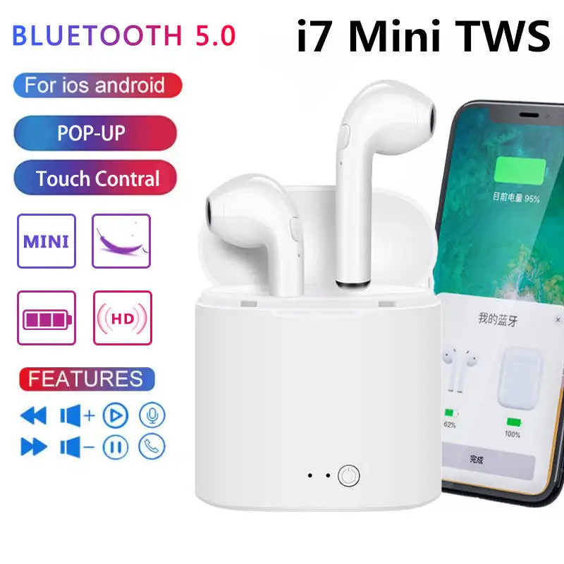 i7mini I12 tws Bluetooth Наушники Беспроводные спортивные наушники для iPhone xiaomi huawei сенсорное управление наушники объемный звук зарядный чехол - Цвет: i7mini