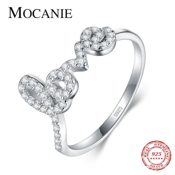 

Mocanie Classic 925 Sterling Silver Dazzling Clear CZ Letter Forever Love Knuckle Ring for Women Engagement Promise Jewelry Gift