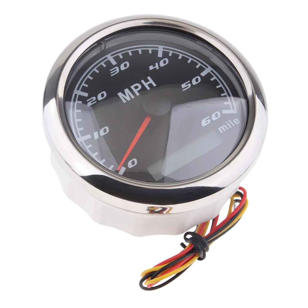 Marine Car Digital GPS Speedometer Gauge 0-60 MHP 85mm 316L Chrome