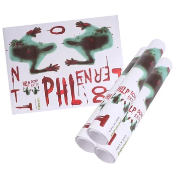 

4 Sheets of Halloween Wall Stickers Zombie Hands Printed Showcase Terrible Handmade Decorative Stickers (Assorted Color)