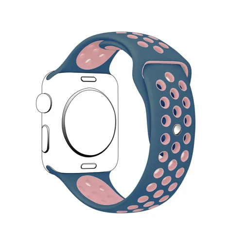 Спортивный ремешок для смарт-часов apple watch Nike ремешок 4 5 44 мм 40 мм, 42 мм, 38 мм, версия наручных часов iwatch, браслет series 5/4/3/2/1 силиконовый ремешок для часов с резиновой лентой - Цвет ремешка: Midnight blue pink29