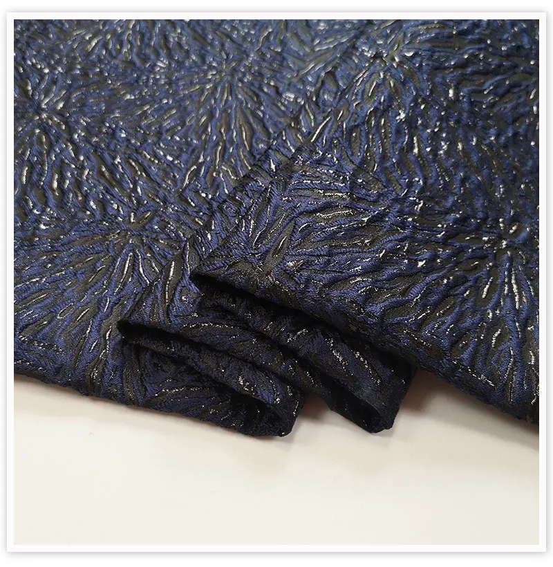 Европейский Винтажный стиль темно-синий фейерверк тисненая жаккардовая ткань для лета и осени женское вечернее платье юбка tissu jacquar SP5832