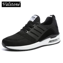 Valstone/мужские кроссовки с воздушной подушкой; кроссовки; уличная дышащая обувь для бега; Мужская прогулочная обувь на плоской подошве; обувь на шнуровке; обувь унисекс; Цвет Черный