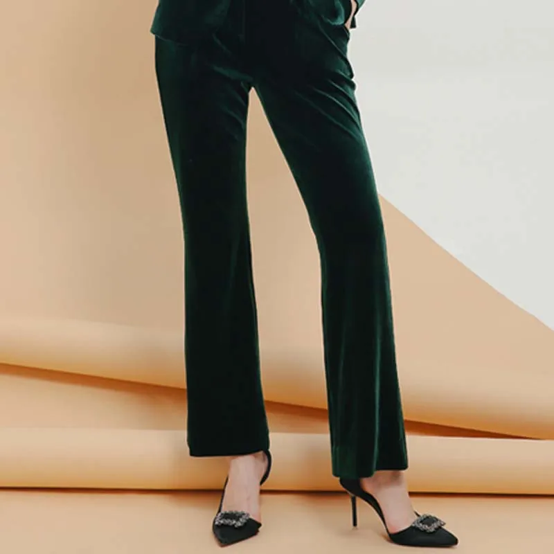 Весенне-осенний бархатный блейзер для женщин, тонкий женский блейзер с длинным рукавом, Женский деловой маленький пиджак для работы, Женский блейзер feminino - Цвет: Green Pant