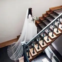 Bridal Veils Arrival White Ivory 3 Meter Veil Long Cathedral With Comb One Layer Cut Edge Weddings Real Po