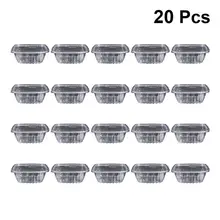 20PCS Disposable Box Fruit storage Transparent Rectangle Salad Rice Packing Container Take Out Box Food Sealed Storage Container