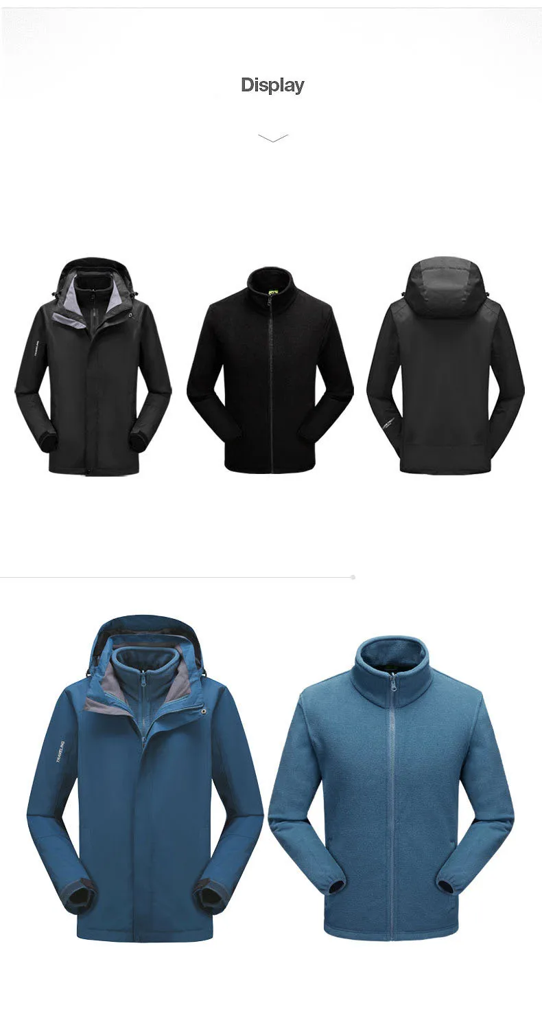 Лыжные куртки для мужчин и женщин, зимняя утепленная водонепроницаемая куртка, ветрозащитная куртка для сноуборда, катания на лыжах, пеших прогулок, альпинизма 3 в 1, куртка