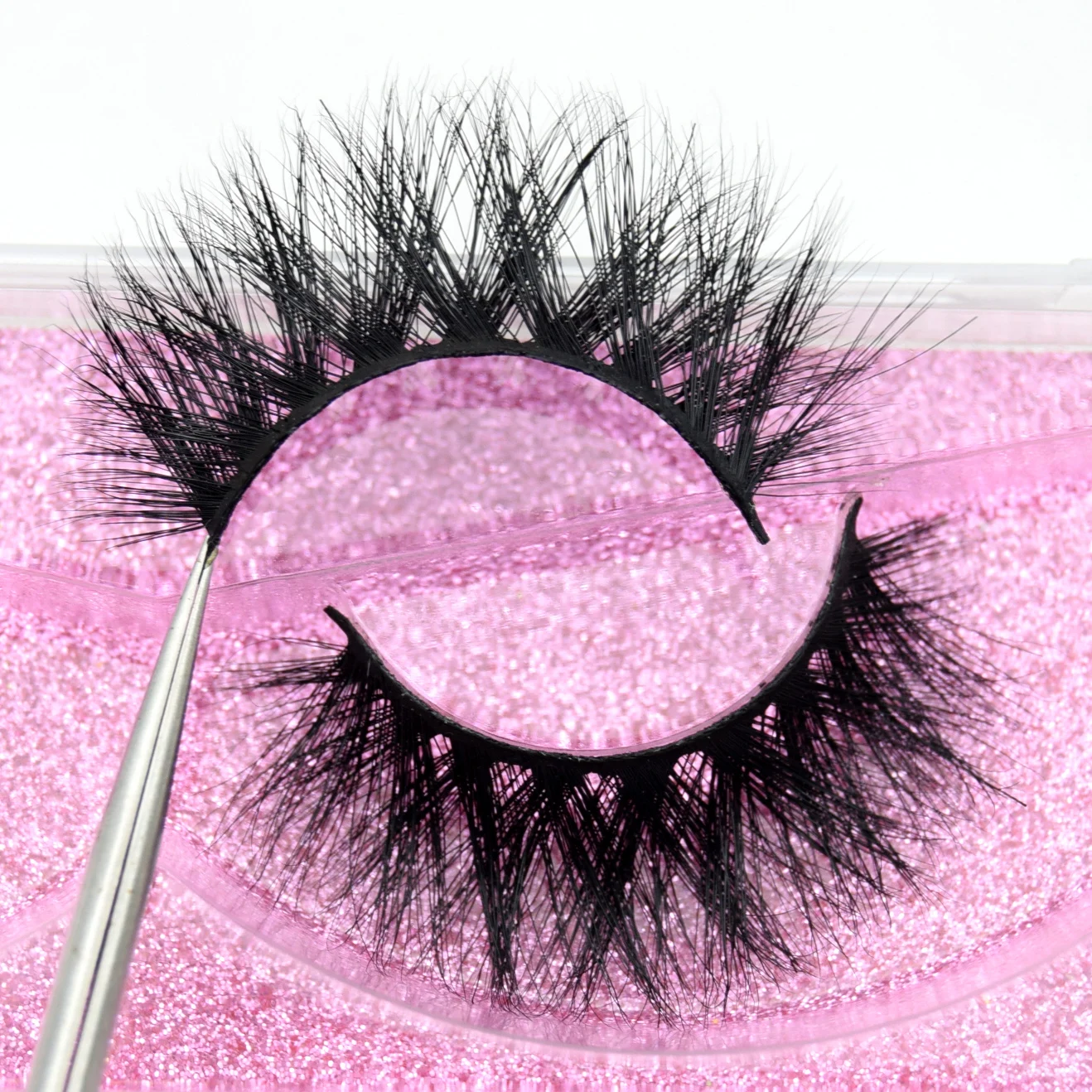 

Visofree Luxury 5D Mink Hair False Eyelashes Wispy Cross Fluffy Mink Lashes Extension Tools Makeup Handmade Mink Eyelashes K08