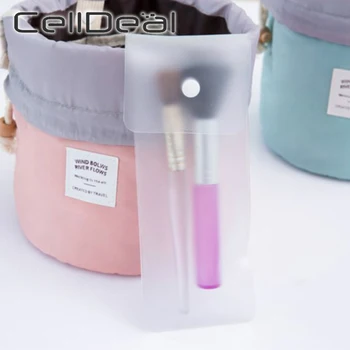 

1 Pcs Polyester Foldable Lightweight Cosmetic Bag Waterproof Anti-bacterial Toiletry Pouch Drawstring Makeup Storing Bags Solid