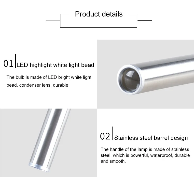 Супер яркий флэш-светильник светодиодный из нержавеющей стали Ручка светильник медицинский портативный карманный фонарь 3 Вт мини ручка лампа