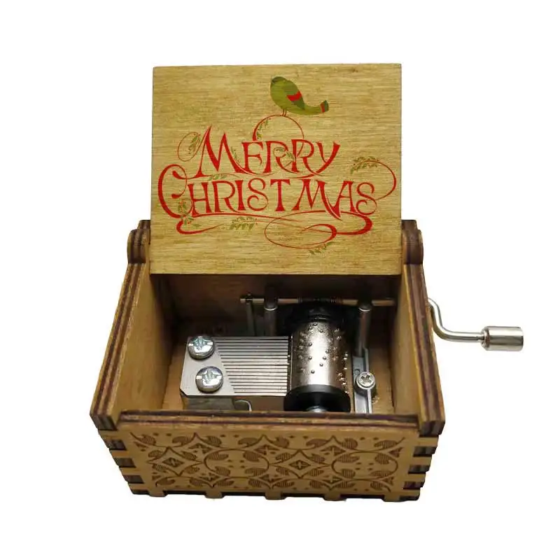 Wooden Box Hand- Music Merry Christmas Theme Caixa De Musica A Birthday Present Party Casket Decoration Xmas gift | Дом и сад