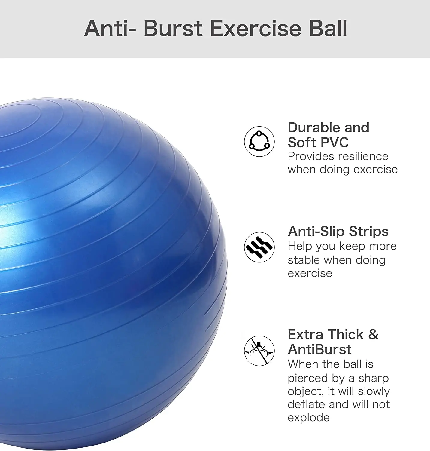 Yoga Balls Pilates Fitness Gym Balance Exercise Swiss Ball 55-85CM+Air   R 