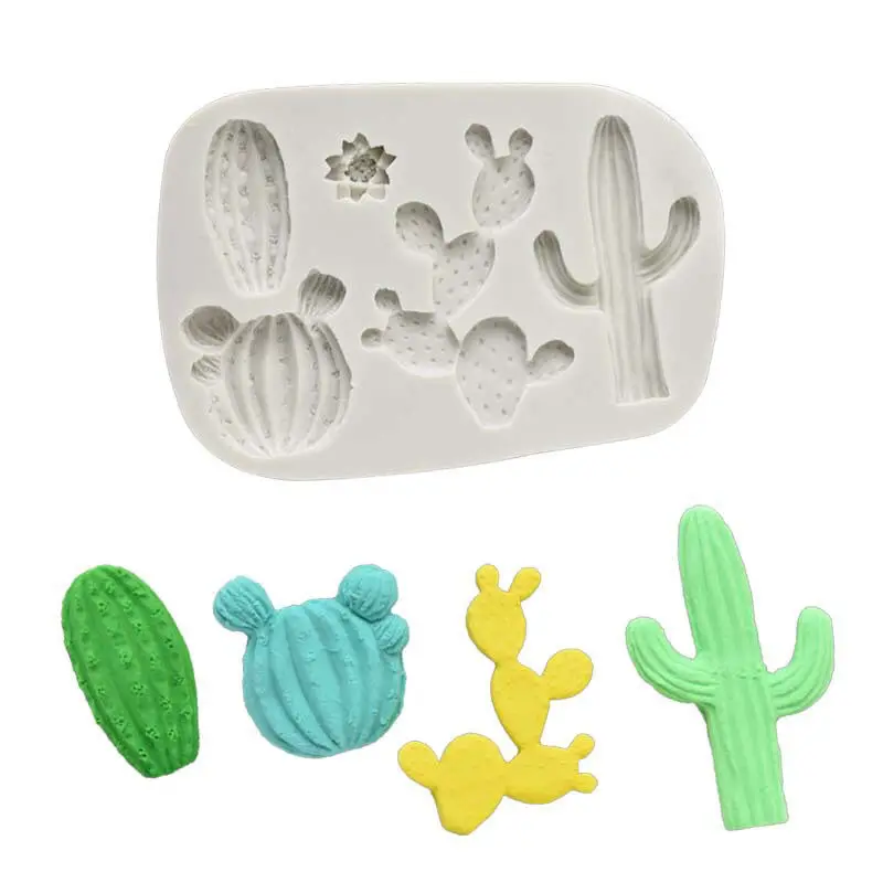 

3D Desert Cactus Silicone Mold Diy 4 Cavity Fondant Chocolate Cookie Cake Decorating Baking Tools Gypsum Resin Mold Accessories