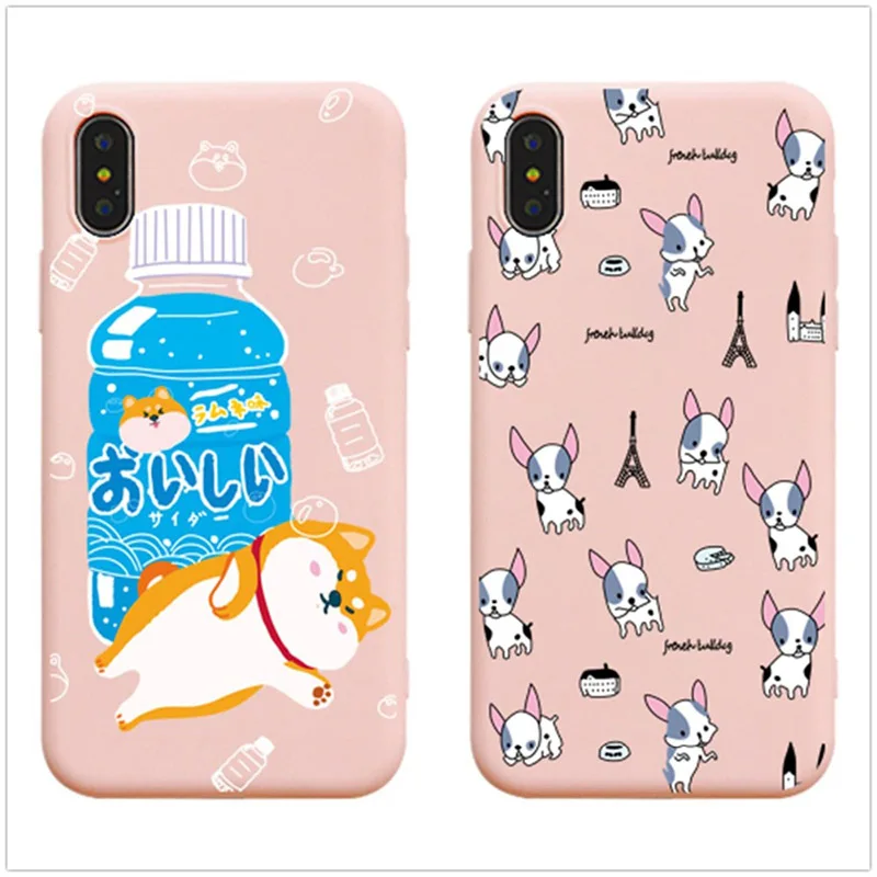 

Cartoon Style Shiba Inu Corgi phone case For iphone 7plus XS XR XS MAX 6 6s 7 8 Plus X Case Coloured Drawing soft tpu back cover