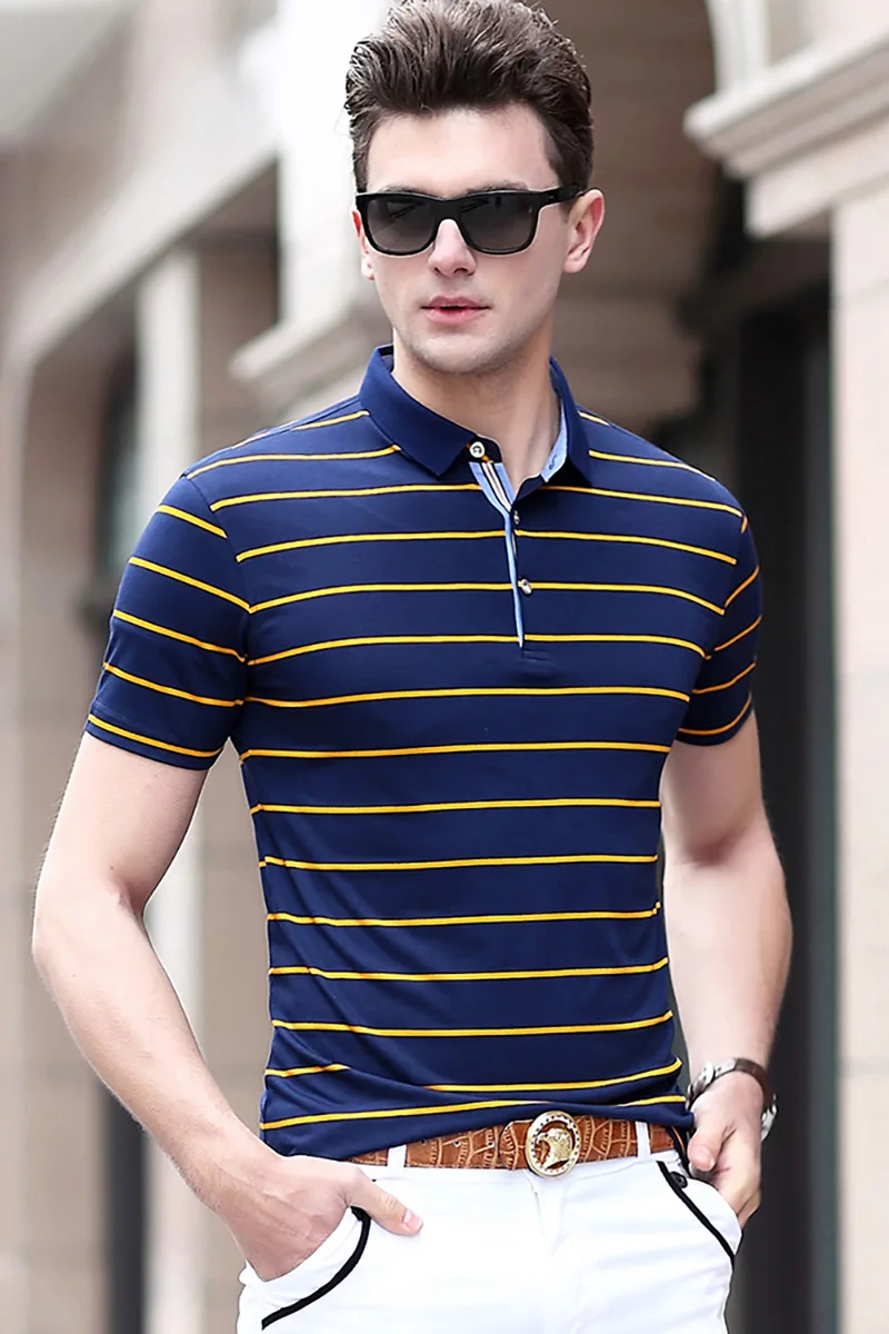 Marca UCAK, polos de rayas horizontales, ropa para hombre, Polo de manga corta, camisa para hombre, ropa de calle de verano, ropa de moda - AliExpress