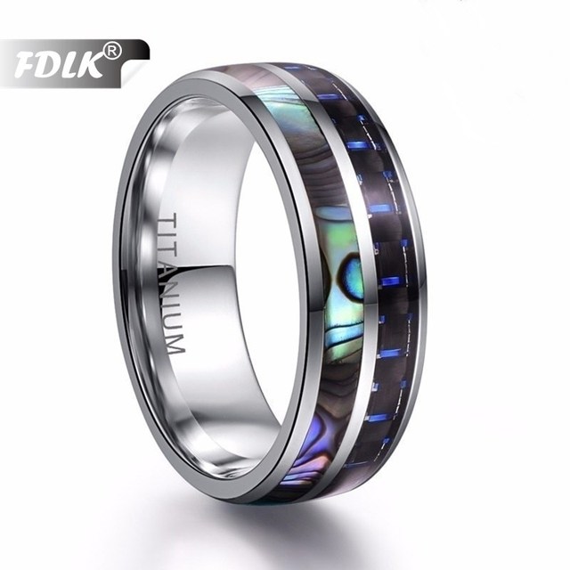 Personality Abalone Shell & Hawaiian Koa Wood Inlay Tungsten Carbide Ring For Men Anniversary Birthday Party Jewelry Gift