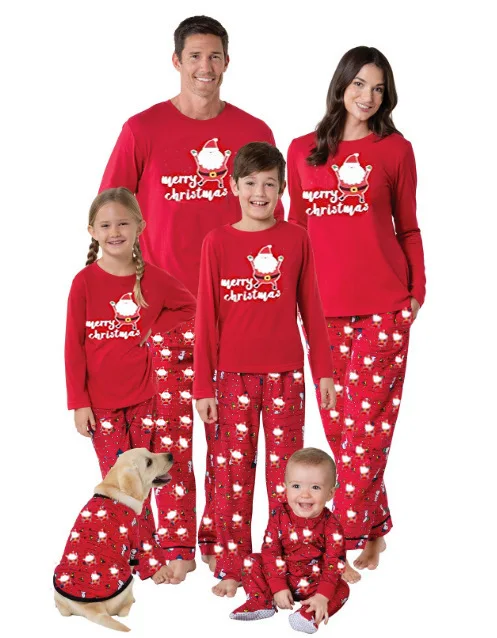 

2019 New Winter Merry Christmas Family Pajamas Set Red Suit Home Sleepwear Matching Family Outfits