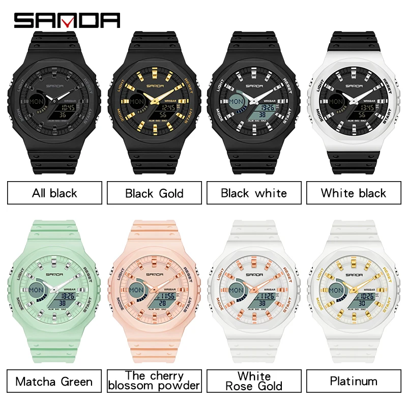 SANDA Top Luxury Men's Quartz Watches Waterproof Men Military Sport Watch Dual Display Luminous Wristwatch Orologio uomo