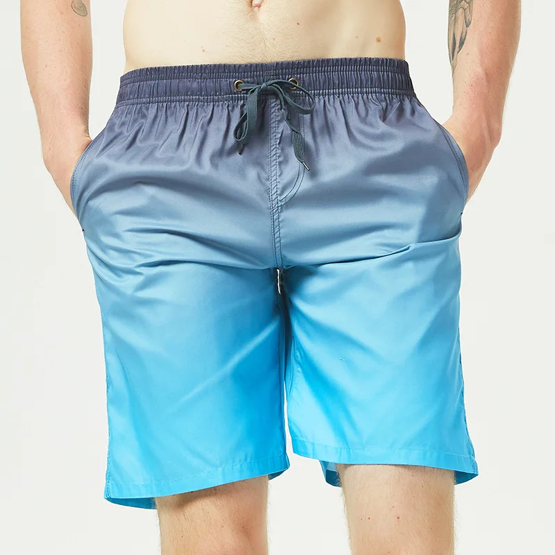 

Quick-Drying Loose-Fit Gradient Color Beach Shorts Men's Fashion Large Size Seaside Holiday Couple Clothes Hot Springs Swimming