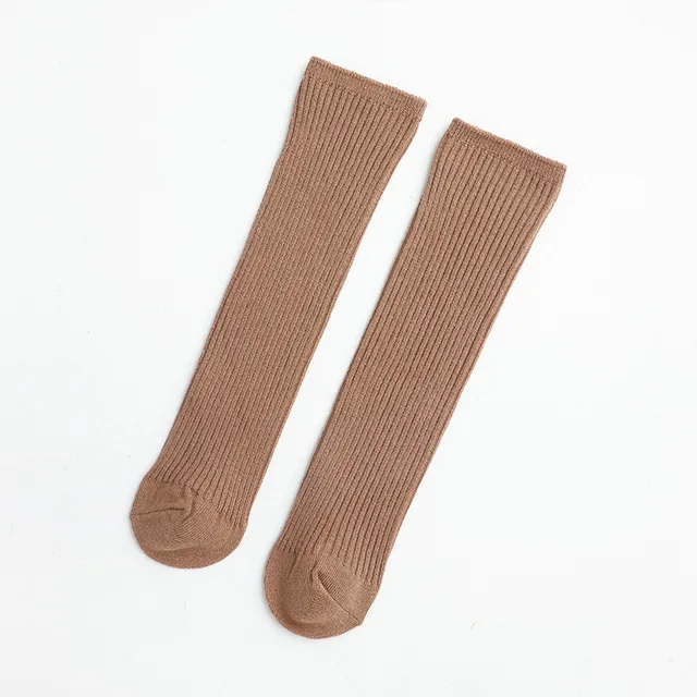 Baby Girls Knee High Socks Long Kids Soft Cotton Lace Stuff Princess Children Sock Ruffle 0-8 Years Leg Warmers Cute Girl Socks Khaki