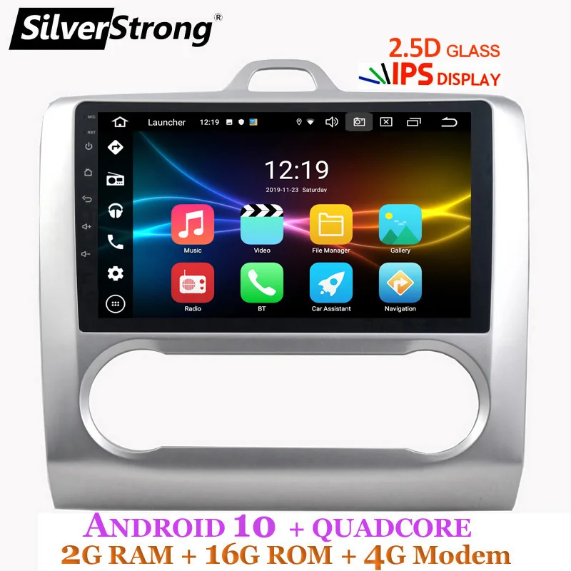 SilverStrong Android10 IPS Автомобильный GPS для FORD Focus 2004 2011 2.5D 4G модем 2din 1024*600 gps навигация