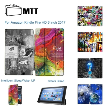 

MTT PU Leather Case for Amazon Kindle Fire HD 8 inch 2017 Flip Fold Stand Cover Smart Tablet Case Auto Sleep/Wake Funda