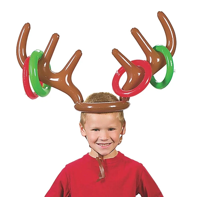 Надувной Санта смешной олень рогатый олень кольцо для шляпы бросать Рождество праздник партии игры поставки игрушки метания круг игрушка