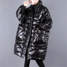 [EWQ] зимнее Новое винтажное женское пуховое пальто со стоячим воротником с длинным рукавом и большими карманами AH83101