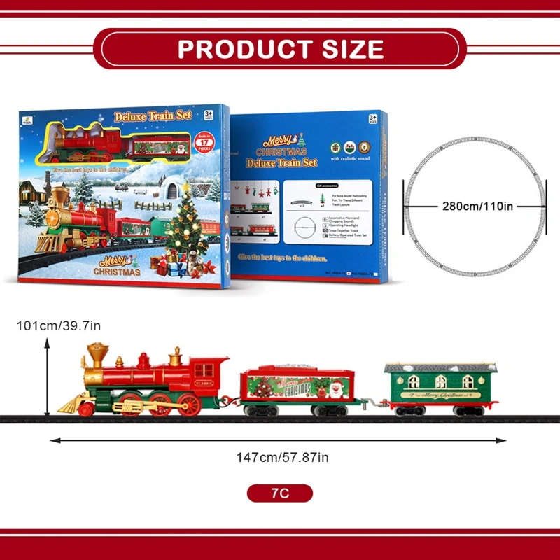 Роскошный набор поездов с огнями и звуками, железнодорожные дорожки, Рождественская серия, электрический вагон, пластиковый детский маленький поезд, игрушка