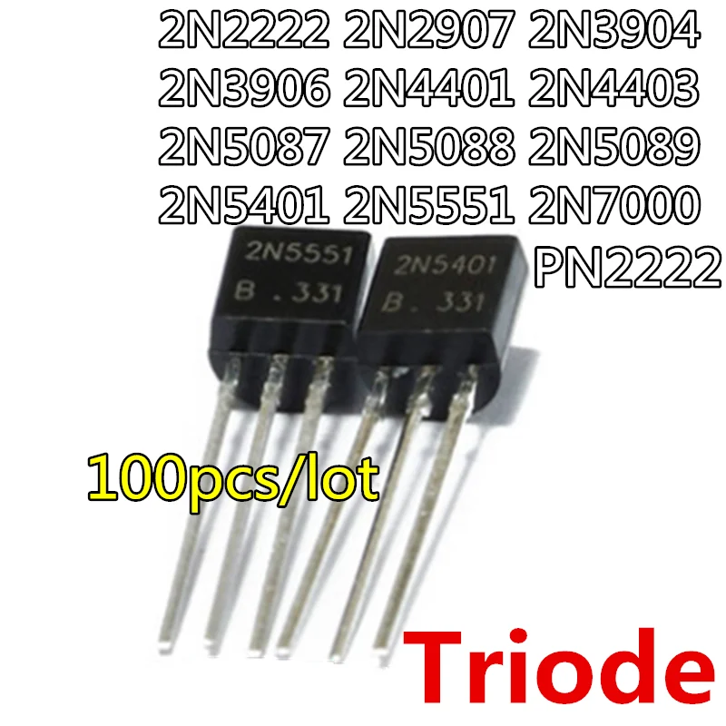100pcs Lot Pn2222 2n2222 2n2907 2n3904 2n3906 2n4401 2n4403 2n5087 2n50 2n50 2n5401 2n5551 2n7000 Power Transistor To 92 Lot Lot Lot 100pcstransistor Power Aliexpress