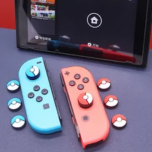 

Silicone Pokemon Style Analog Thumb Grips Joystick Cover Caps Poke Ball Button Skin for Nintendo Switch Joy-Con Controller