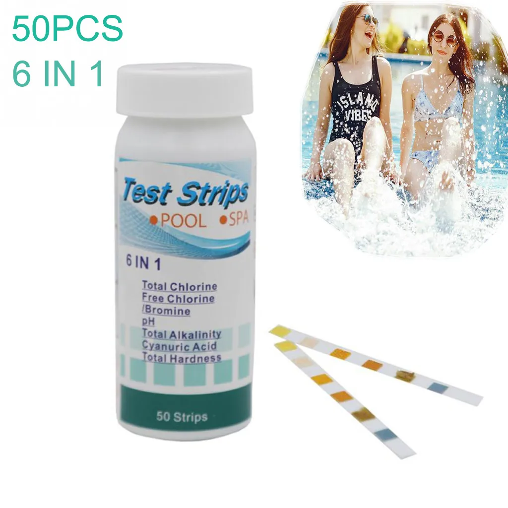 50pcs Bottle 6 In 1 Swimming Pool Spa Water Test Strips Ph
