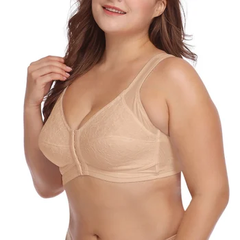

Wire Free Bra Women One-Piece Bras Lace Front Buckle Gathered Underwear Female Intimates