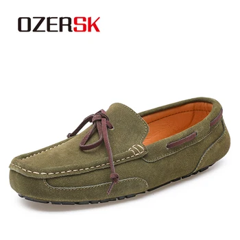 

OZERSK 2020 Autumn Winter New Cow suede Shoes Men Flats Casual Shoes Men Slip On Loafers Soft Moccasins Shoes Driving Shoes