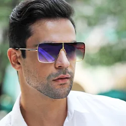 European And American Metal Large Square Body Sunglasses Men's Fashion Classic Retro Sunglasses Personalized Driving Glasses